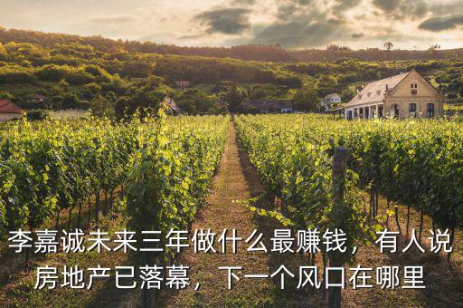 李嘉誠未來三年做什么最賺錢，有人說房地產(chǎn)已落幕，下一個風口在哪里