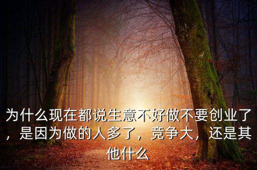 為什么現(xiàn)在都說生意不好做不要創(chuàng)業(yè)了，是因為做的人多了，競爭大，還是其他什么