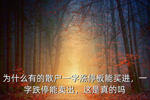 為什么有的散戶一字漲停板能買進，一字跌停能賣出，這是真的嗎