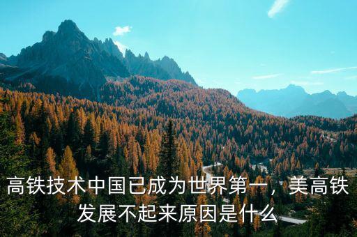 高鐵技術(shù)中國已成為世界第一，美高鐵發(fā)展不起來原因是什么