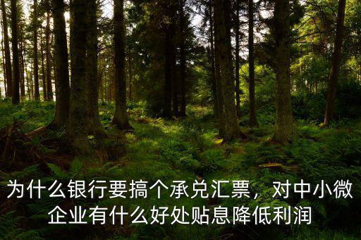 為什么銀行要搞個(gè)承兌匯票，對中小微企業(yè)有什么好處貼息降低利潤