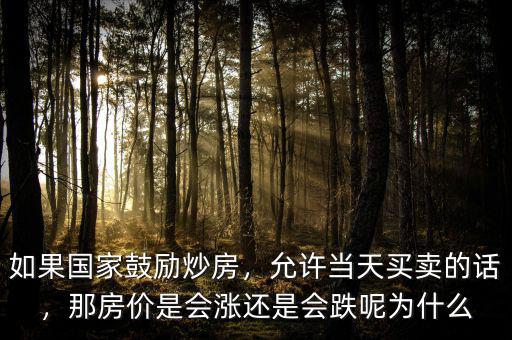 如果國(guó)家鼓勵(lì)炒房，允許當(dāng)天買賣的話，那房?jī)r(jià)是會(huì)漲還是會(huì)跌呢為什么