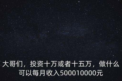 大哥們，投資十萬或者十五萬，做什么可以每月收入500010000元