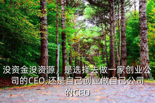 沒資金沒資源，是選擇去做一家創(chuàng)業(yè)公司的CEO,還是自己創(chuàng)業(yè)做自己公司的CEO