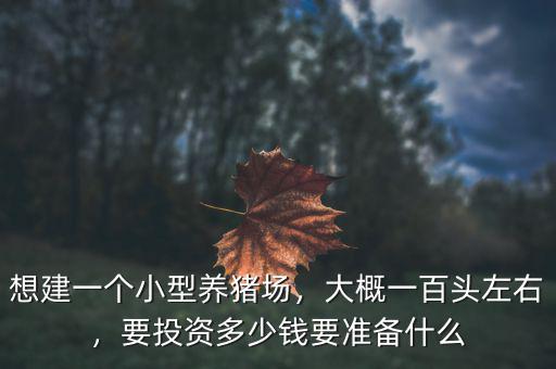 想建一個(gè)小型養(yǎng)豬場(chǎng)，大概一百頭左右，要投資多少錢(qián)要準(zhǔn)備什么