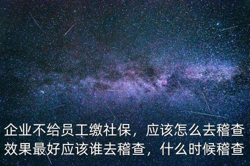 企業(yè)不給員工繳社保，應該怎么去稽查效果最好應該誰去稽查，什么時候稽查