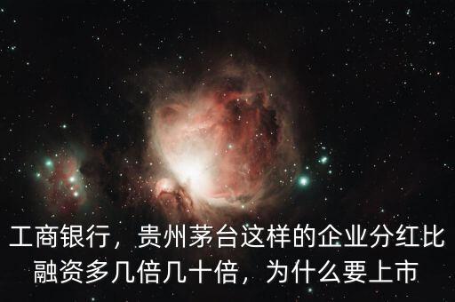 工商銀行，貴州茅臺(tái)這樣的企業(yè)分紅比融資多幾倍幾十倍，為什么要上市