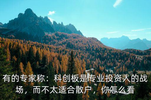 有的專家稱：科創(chuàng)板是專業(yè)投資人的戰(zhàn)場(chǎng)，而不太適合散戶，你怎么看
