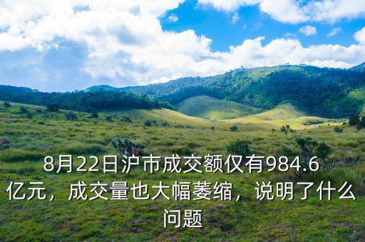 8月22日滬市成交額僅有984.6億元，成交量也大幅萎縮，說明了什么問題