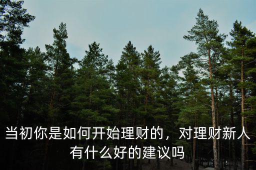 當初你是如何開始理財?shù)?，對理財新人有什么好的建議嗎
