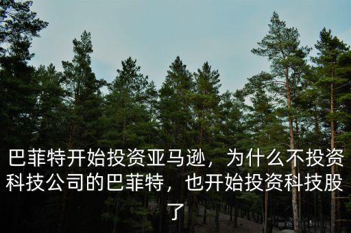 巴菲特開始投資亞馬遜，為什么不投資科技公司的巴菲特，也開始投資科技股了