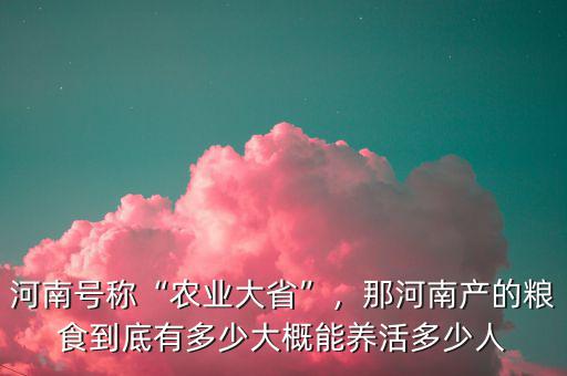 河南號(hào)稱“農(nóng)業(yè)大省”，那河南產(chǎn)的糧食到底有多少大概能養(yǎng)活多少人