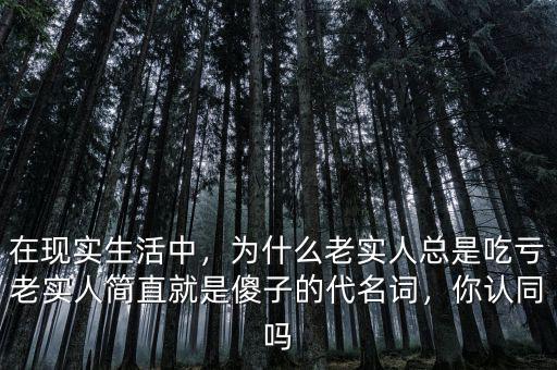 在現(xiàn)實生活中，為什么老實人總是吃虧老實人簡直就是傻子的代名詞，你認同嗎