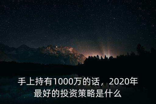 手上持有1000萬的話，2020年最好的投資策略是什么