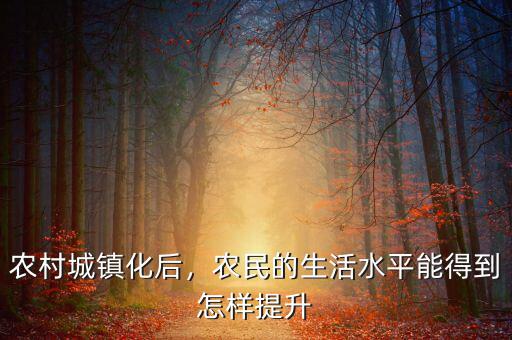 農(nóng)村城鎮(zhèn)化后，農(nóng)民的生活水平能得到怎樣提升