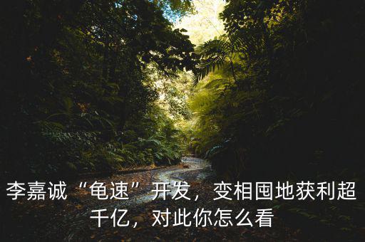 李嘉誠“龜速”開發(fā)，變相囤地獲利超千億，對(duì)此你怎么看