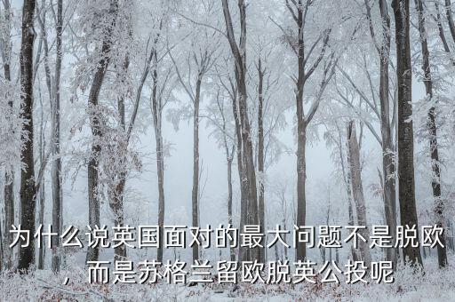 為什么說英國面對的最大問題不是脫歐，而是蘇格蘭留歐脫英公投呢