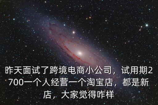 昨天面試了跨境電商小公司，試用期2700一個人經(jīng)營一個淘寶店，都是新店，大家覺得咋樣