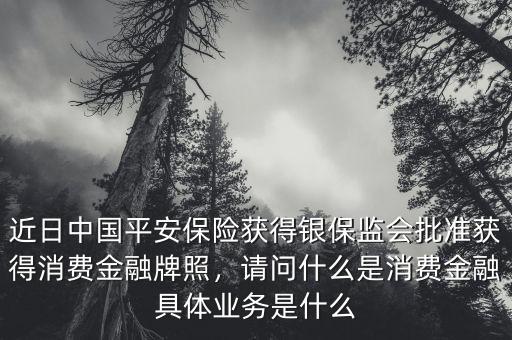 近日中國平安保險(xiǎn)獲得銀保監(jiān)會批準(zhǔn)獲得消費(fèi)金融牌照，請問什么是消費(fèi)金融具體業(yè)務(wù)是什么
