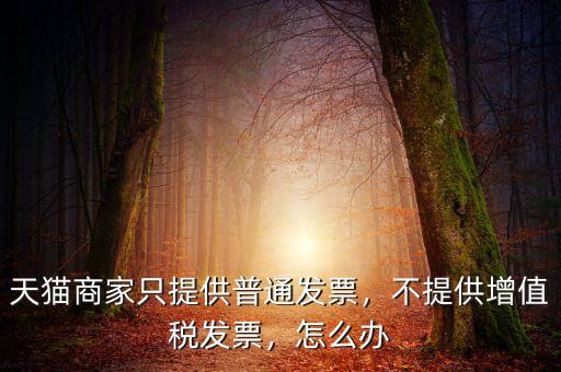 天貓商家只提供普通發(fā)票，不提供增值稅發(fā)票，怎么辦