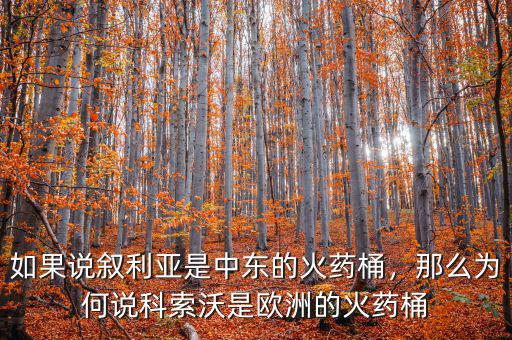 如果說敘利亞是中東的火藥桶，那么為何說科索沃是歐洲的火藥桶