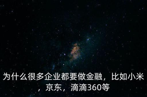 為什么很多企業(yè)都要做金融，比如小米，京東，滴滴360等