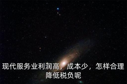 現(xiàn)代服務(wù)業(yè)利潤(rùn)高，成本少，怎樣合理降低稅負(fù)呢