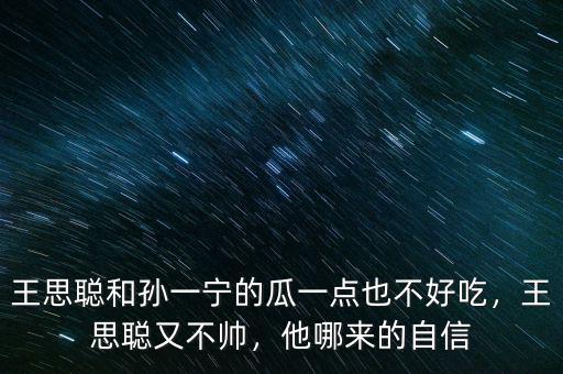 王思聰和孫一寧的瓜一點(diǎn)也不好吃，王思聰又不帥，他哪來(lái)的自信