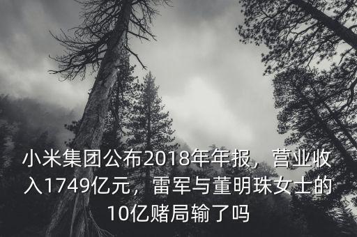 小米集團(tuán)公布2018年年報(bào)，營(yíng)業(yè)收入1749億元，雷軍與董明珠女士的10億賭局輸了嗎