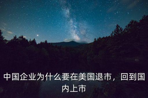 中國(guó)企業(yè)為什么要在美國(guó)退市，回到國(guó)內(nèi)上市
