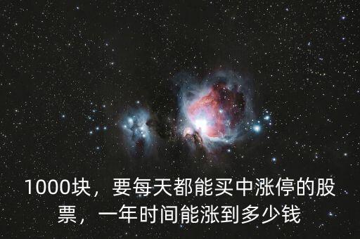 1000塊，要每天都能買中漲停的股票，一年時(shí)間能漲到多少錢
