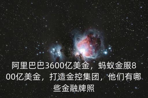 阿里巴巴3600億美金，螞蟻金服800億美金，打造金控集團(tuán)，他們有哪些金融牌照