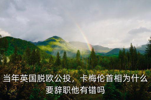 當(dāng)年英國脫歐公投，卡梅倫首相為什么要辭職他有錯(cuò)嗎