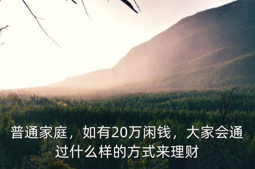 普通家庭，如有20萬閑錢，大家會(huì)通過什么樣的方式來理財(cái)