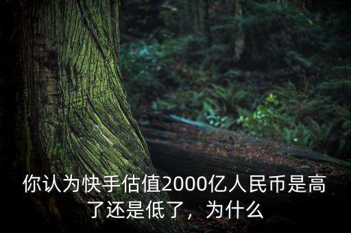 你認(rèn)為快手估值2000億人民幣是高了還是低了，為什么