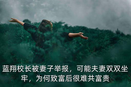 藍翔校長被妻子舉報，可能夫妻雙雙坐牢，為何致富后很難共富貴