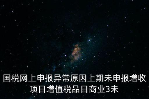 國稅網(wǎng)上申報異常原因上期未申報增收項(xiàng)目增值稅品目商業(yè)3未