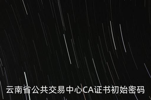 ca證書的原始密碼是什么意思，云南省公共交易中心CA證書初始密碼