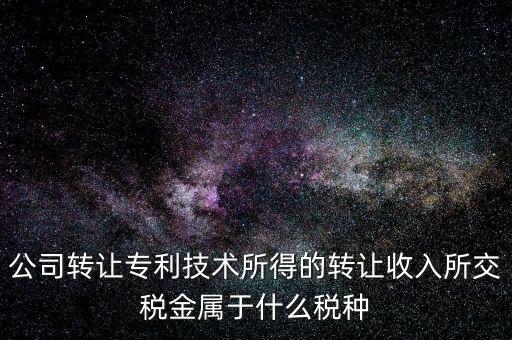 公司出售專(zhuān)利交什么稅，公司轉(zhuǎn)讓專(zhuān)利技術(shù)所得的轉(zhuǎn)讓收入所交稅金屬于什么稅種