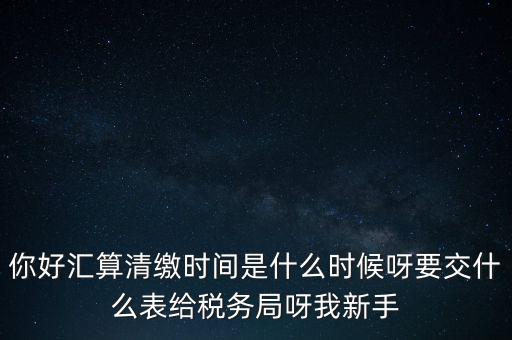 匯算清繳到什么時(shí)候，你好匯算清繳時(shí)間是什么時(shí)候呀要交什么表給稅務(wù)局呀我新手