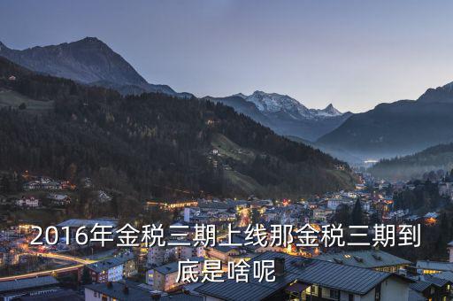 金稅三期客戶端 是什么，金稅三期是什么意思