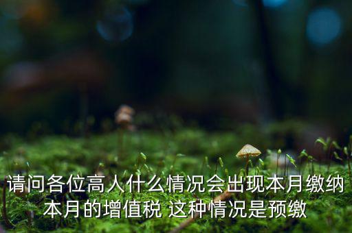 請(qǐng)問各位高人什么情況會(huì)出現(xiàn)本月繳納本月的增值稅 這種情況是預(yù)繳