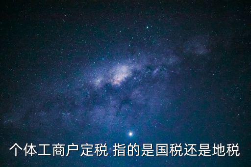 個體交的國稅是什么意思，個體納稅指的是國稅還是地稅