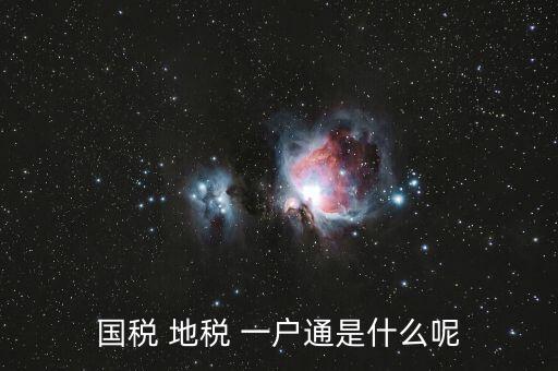 國(guó)稅 地稅 一戶(hù)通是什么呢