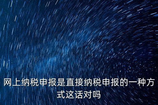網上納稅申報是直接納稅申報的一種方式這話對嗎