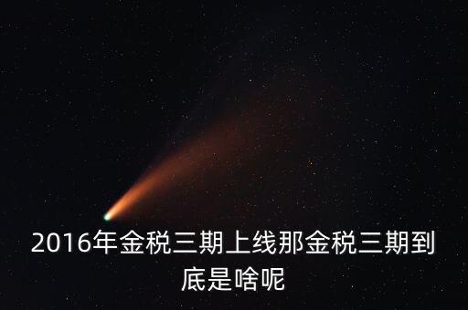 金三稅什么意思，2016年金稅三期上線那金稅三期到底是啥呢