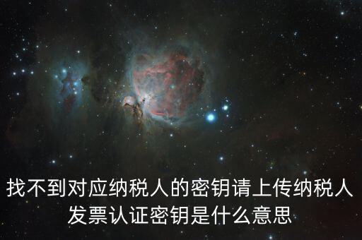 找不到對(duì)應(yīng)納稅人的密鑰請上傳納稅人發(fā)票認(rèn)證密鑰是什么意思