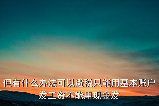 什么是國稅存量賬戶，但有什么辦法可以避稅只能用基本賬戶發(fā)工資不能用現(xiàn)金發(fā)