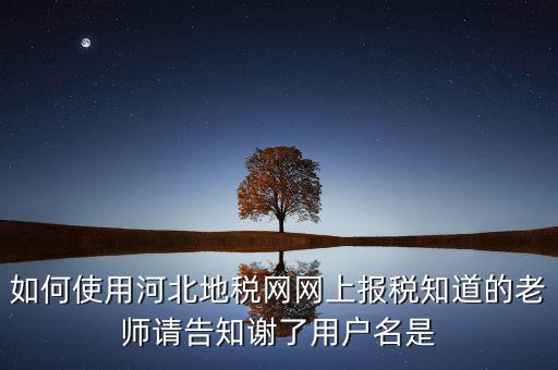 河北省地稅用戶名是什么，地稅網(wǎng)上申報如何操作