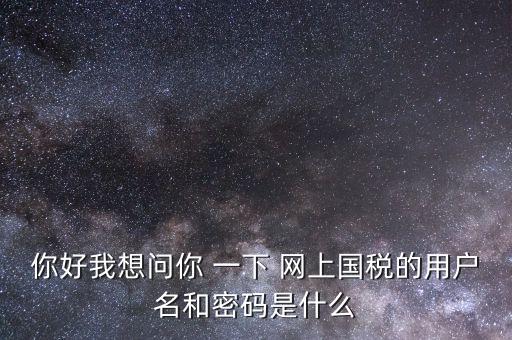 你好我想問你 一下 網上國稅的用戶名和密碼是什么